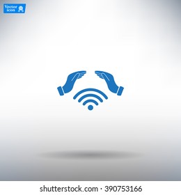Hand with Wi-Fi Icon.