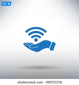 Hand with Wi-Fi Icon.