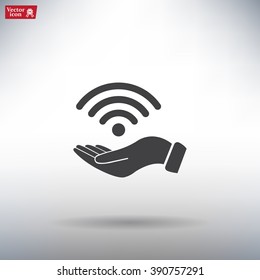 Hand with Wi-Fi Icon.