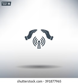 Hand with Wi-Fi Icon.