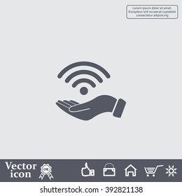 Hand with Wi-Fi Icon.
