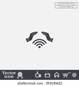 Hand with Wi-Fi Icon.