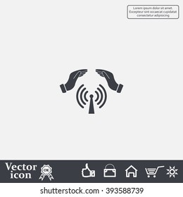 Hand with Wi-Fi Icon.