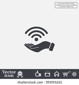 Hand with Wi-Fi Icon.