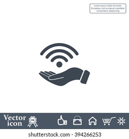 Hand with Wi-Fi Icon.