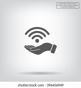 Hand with Wi-Fi Icon.