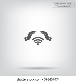Hand with Wi-Fi Icon.