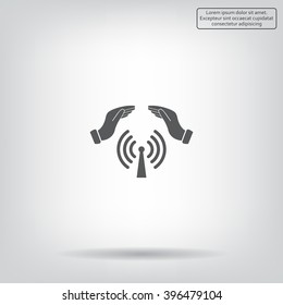 Hand with Wi-Fi Icon.