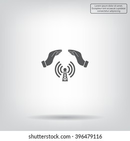 Hand with Wi-Fi Icon.