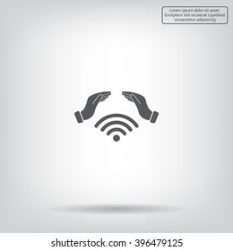 Hand with Wi-Fi Icon.