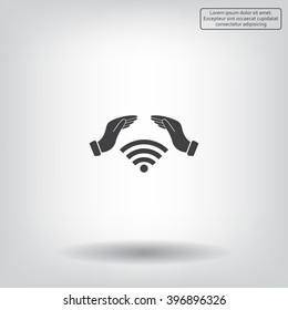 Hand with Wi-Fi Icon.
