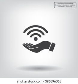 Hand with Wi-Fi Icon.