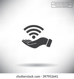 Hand with Wi-Fi Icon.