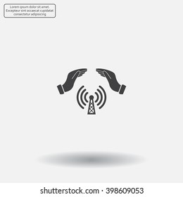 Hand with Wi-Fi Icon.
