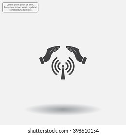 Hand with Wi-Fi Icon.