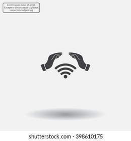 Hand with Wi-Fi Icon.