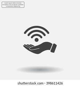 Hand with Wi-Fi Icon.