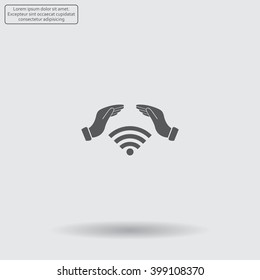 Hand with Wi-Fi Icon.