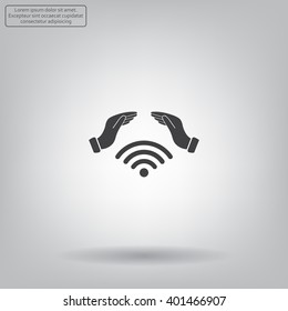 Hand with Wi-Fi Icon.