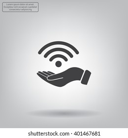 Hand with Wi-Fi Icon.