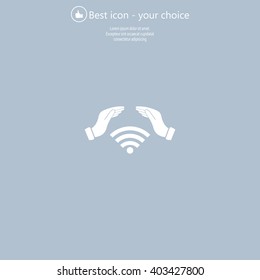 Hand with Wi-Fi Icon.