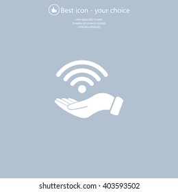 Hand with Wi-Fi Icon.