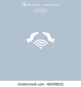 Hand with Wi-Fi Icon.