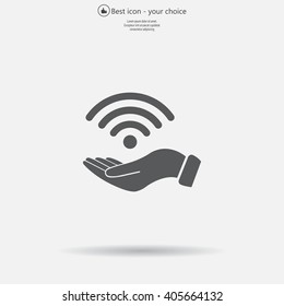 Hand with Wi-Fi Icon.