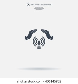 Hand with Wi-Fi Icon.