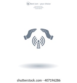 Hand with Wi-Fi Icon.