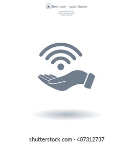 Hand with Wi-Fi Icon.