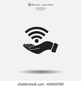 Hand with Wi-Fi Icon.