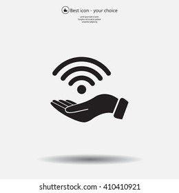 Hand with Wi-Fi Icon.