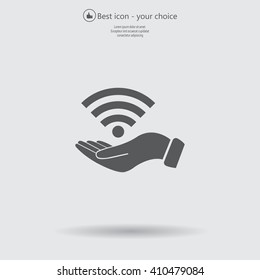 Hand with Wi-Fi Icon.