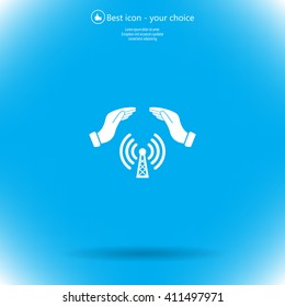 Hand with Wi-Fi Icon.