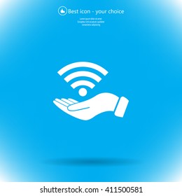 Hand with Wi-Fi Icon.