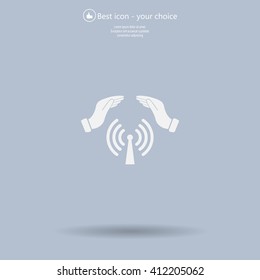 Hand with Wi-Fi Icon.
