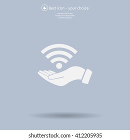Hand with Wi-Fi Icon.