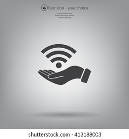 Hand with Wi-Fi Icon.