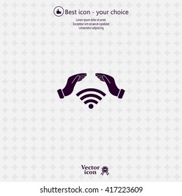 Hand with Wi-Fi Icon.