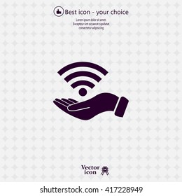 Hand with Wi-Fi Icon.