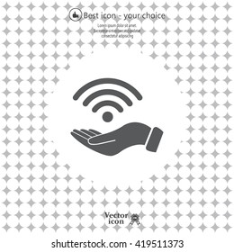 Hand with Wi-Fi Icon.