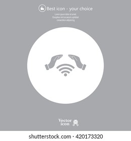 Hand with Wi-Fi Icon.