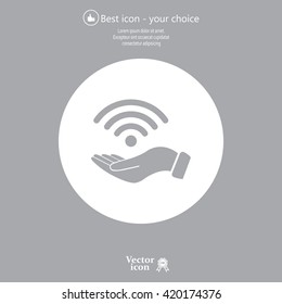 Hand with Wi-Fi Icon.