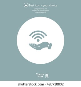 Hand with Wi-Fi Icon.