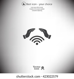 Hand with Wi-Fi Icon.