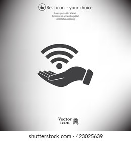 Hand with Wi-Fi Icon.