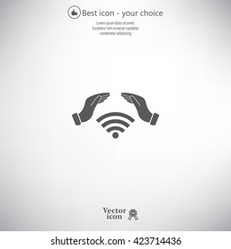 Hand with Wi-Fi Icon.