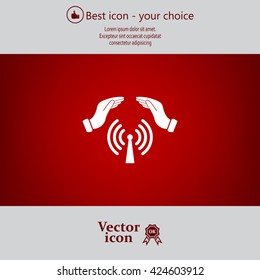 Hand with Wi-Fi Icon.