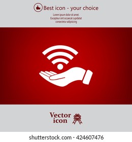 Hand with Wi-Fi Icon.